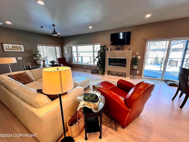 living room featuring light wood-type flooring