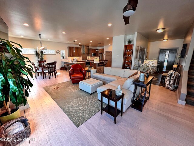 living room featuring light hardwood / wood-style floors