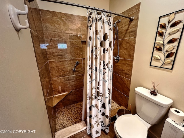 bathroom with walk in shower and toilet