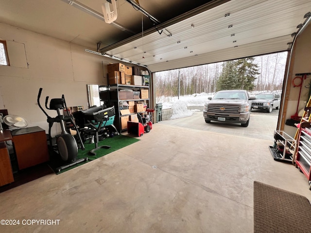 view of snow covered garage