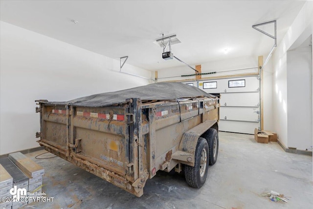 garage with a garage door opener