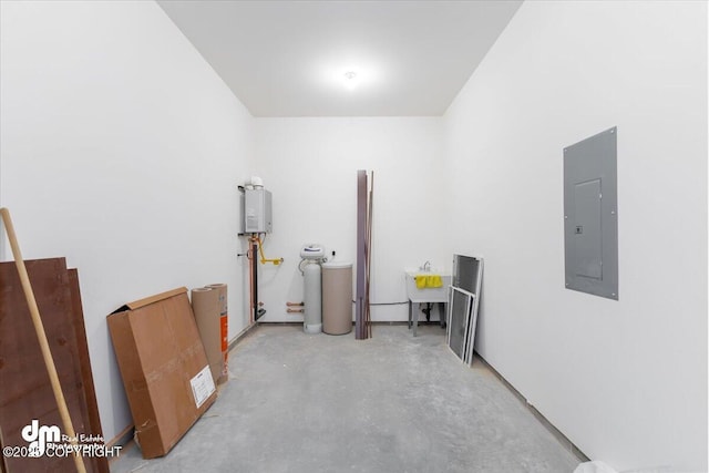 interior space featuring sink and electric panel