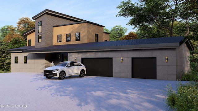 exterior space featuring a garage