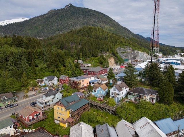 birds eye view of property with a mountain view