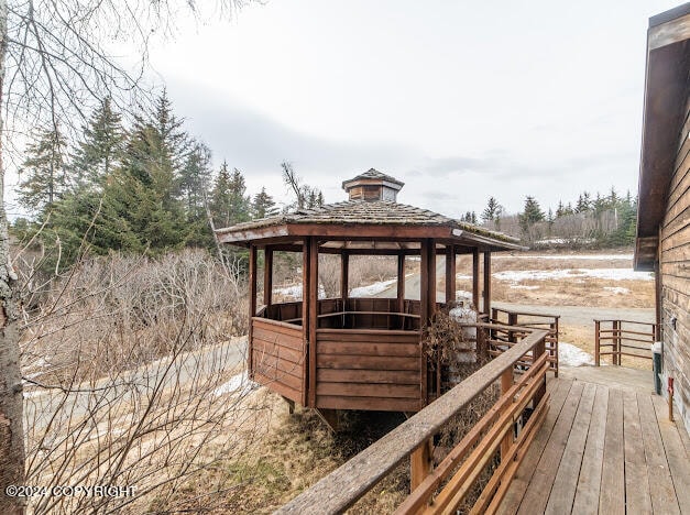 view of dock featuring a gazebo