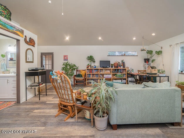 living room with hardwood / wood-style floors