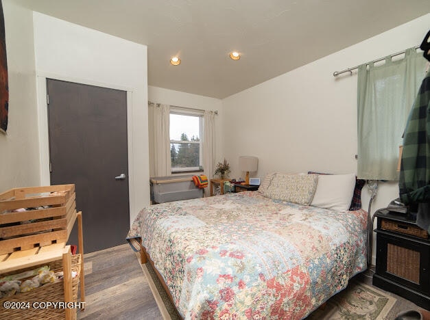 bedroom featuring hardwood / wood-style flooring