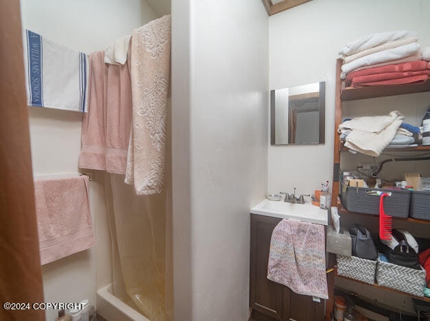 bathroom with  shower combination and vanity