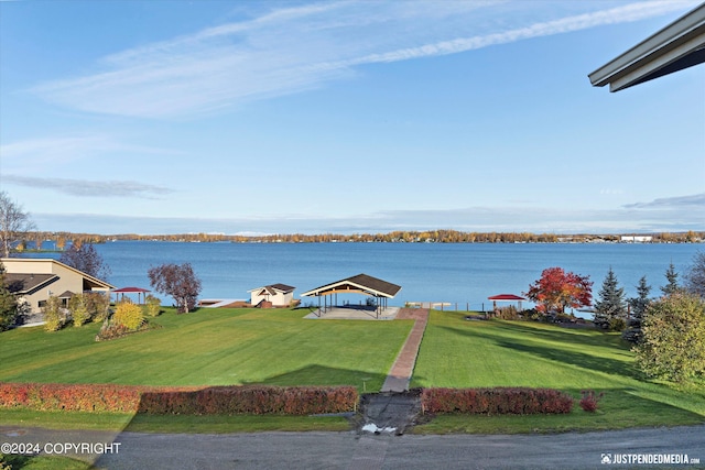 water view with a gazebo