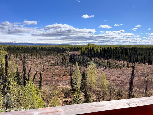 mountain view featuring a wooded view