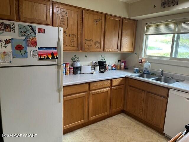 kitchen featuring sink and white appliances