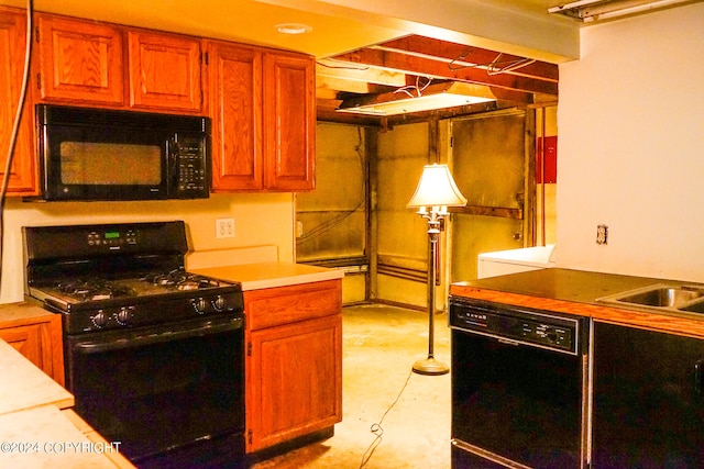 kitchen with black appliances