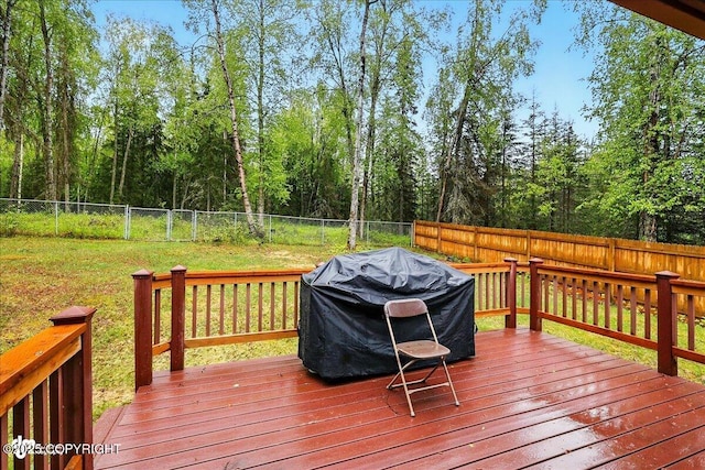 44775 Carver Dr, Kenai, AK 99611 - wooden terrace with grilling area