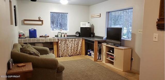 view of carpeted home office