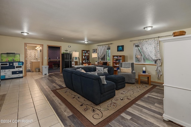 living room with hardwood / wood-style floors