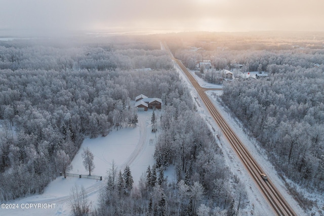 view of aerial view at dusk