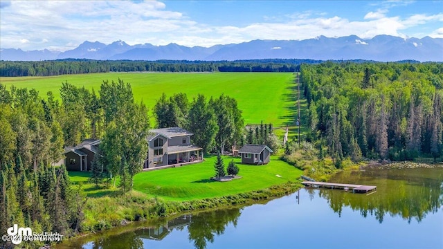 18226 Guernsey Rd, Wasilla, AK 99654 - drone / aerial view with a water and mountain view and a view of trees