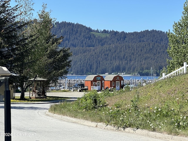 mountain view with a water view