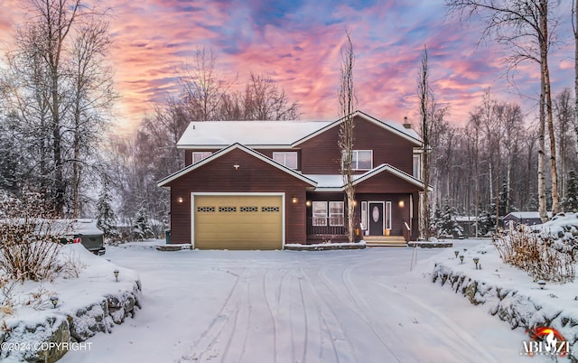 view of property featuring a garage