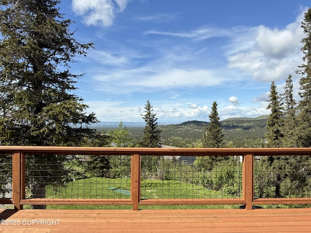17041 Jacqueline Cir, Anchorage, AK 99516 - wooden terrace with a mountain view