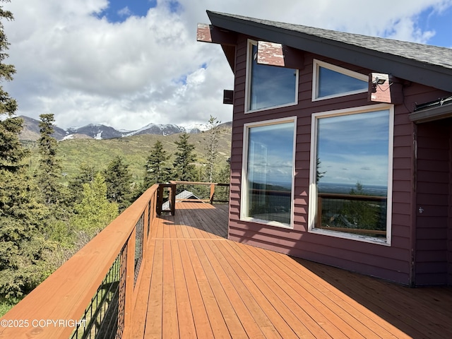 17041 Jacqueline Cir, Anchorage, AK 99516 - wooden terrace featuring a mountain view