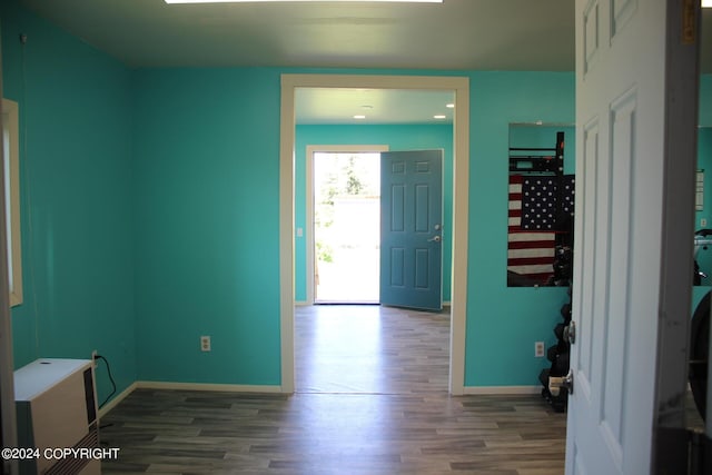 foyer entrance featuring hardwood / wood-style floors