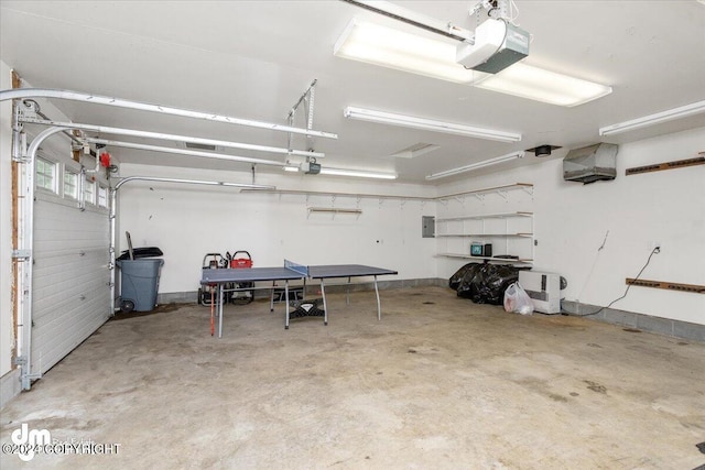 garage with a garage door opener