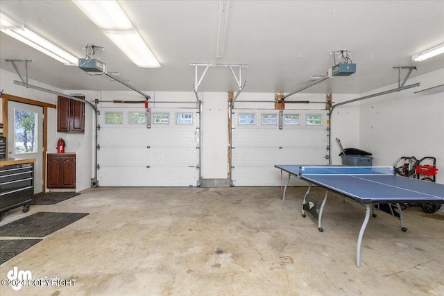 garage with a garage door opener