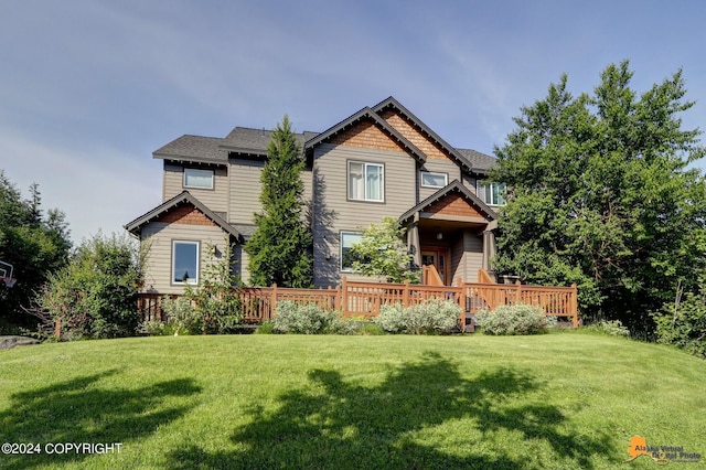 16268 Noble Point Dr, Anchorage, AK 99516 - craftsman house with a front yard and a deck