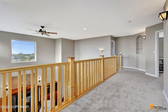 16268 Noble Point Dr, Anchorage, AK 99516 - corridor with carpet floors, an upstairs landing, and recessed lighting