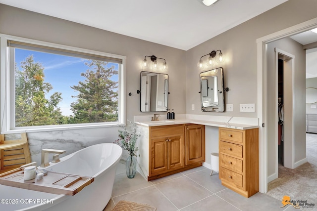 16268 Noble Point Dr, Anchorage, AK 99516 - full bath featuring a freestanding tub, vanity, and tile patterned floors