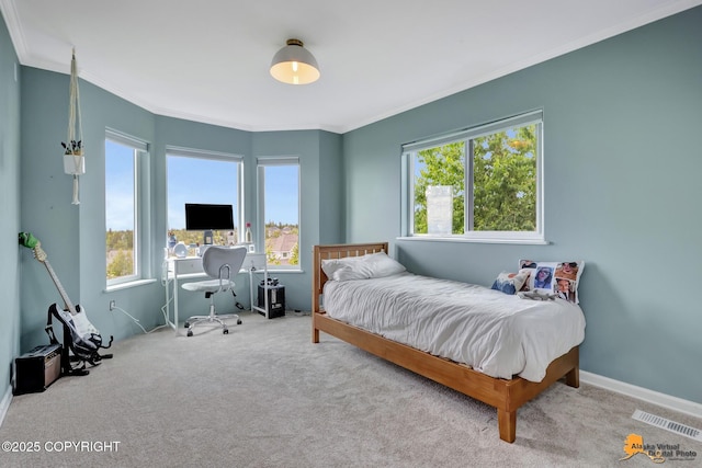 16268 Noble Point Dr, Anchorage, AK 99516 - carpeted bedroom with crown molding