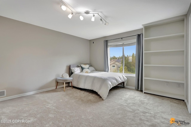 16268 Noble Point Dr, Anchorage, AK 99516 - carpeted bedroom with rail lighting and baseboards