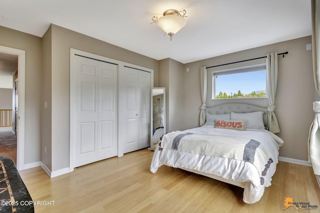 16268 Noble Point Dr, Anchorage, AK 99516 - bedroom with light wood-type flooring and two closets