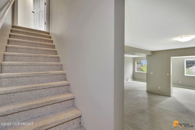 16268 Noble Point Dr, Anchorage, AK 99516 - staircase with carpet flooring and baseboards