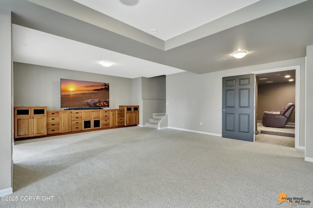 16268 Noble Point Dr, Anchorage, AK 99516 - unfurnished living room with carpet and stairway
