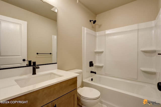 full bathroom with vanity, toilet, and tub / shower combination