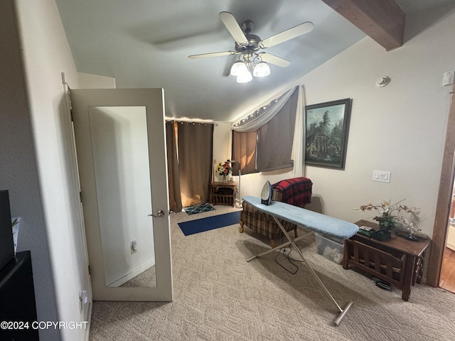 34335 Keystone Dr, Soldotna, AK 99669 - carpeted office space with ceiling fan and beam ceiling
