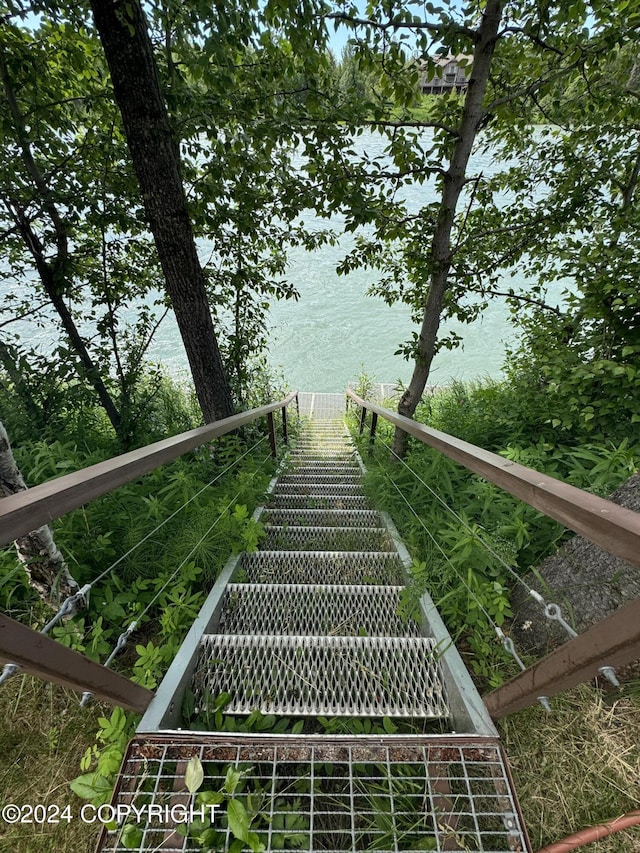 34335 Keystone Dr, Soldotna, AK 99669 - stairs featuring a water view
