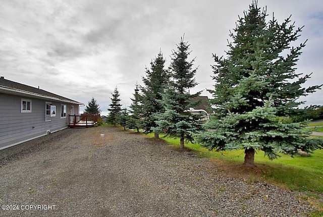 view of street featuring gravel driveway