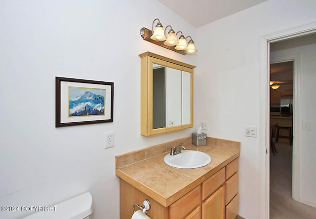 half bathroom with vanity and toilet