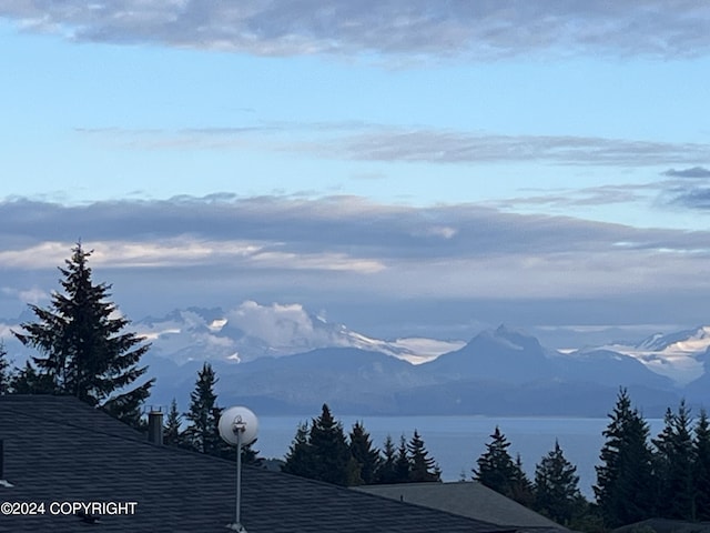 property view of mountains featuring a water view