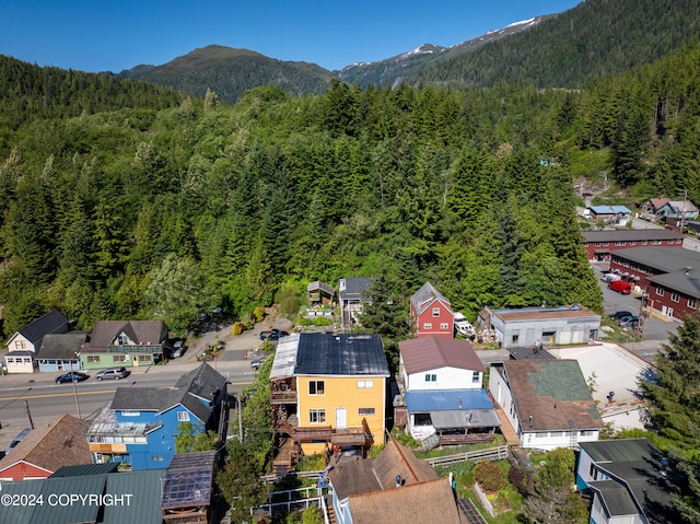 bird's eye view with a mountain view