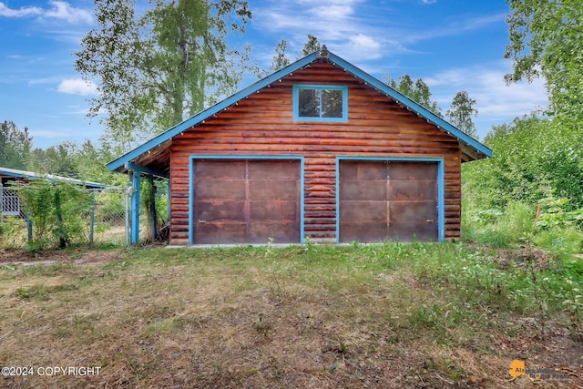 view of garage