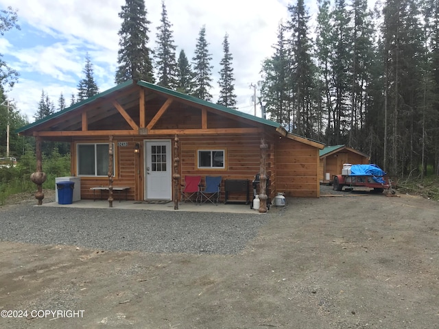 view of log home