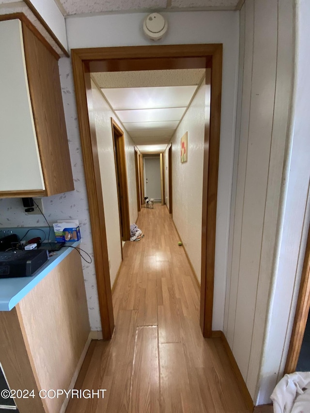 hallway featuring light wood-type flooring