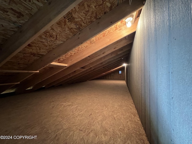 view of unfinished attic