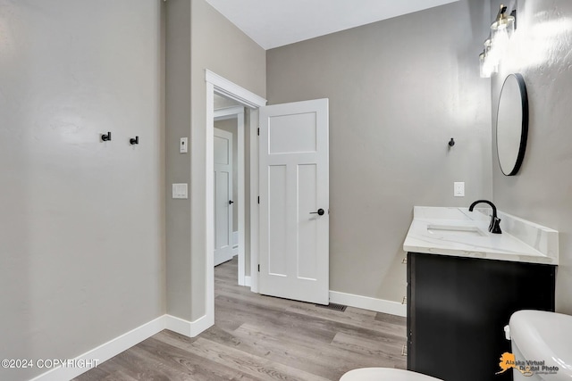 bathroom featuring vanity and wood-type flooring