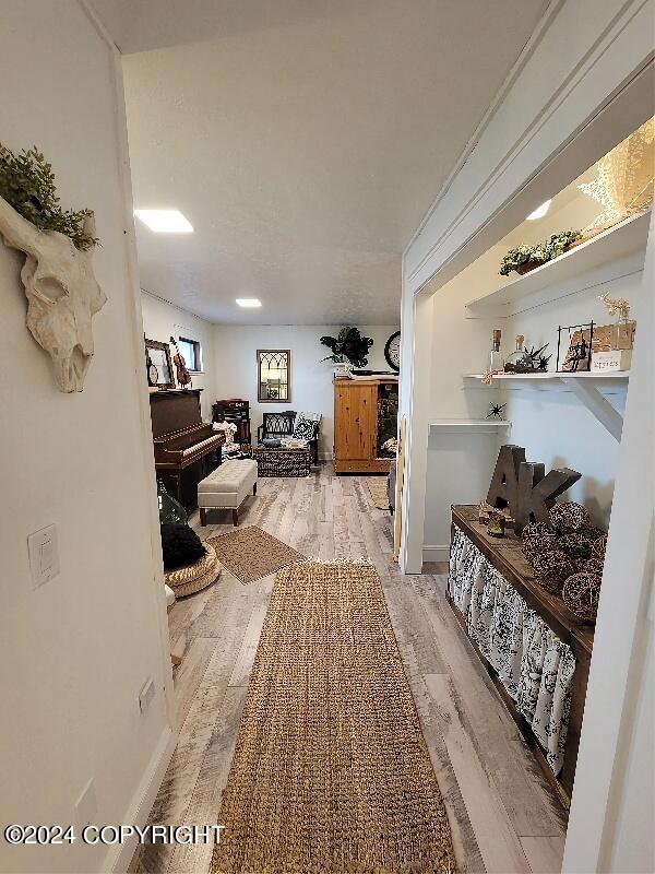 interior space with light hardwood / wood-style flooring