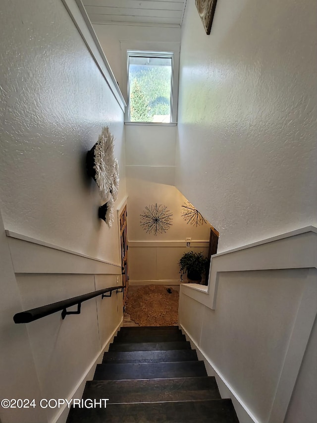 stairs with wood-type flooring